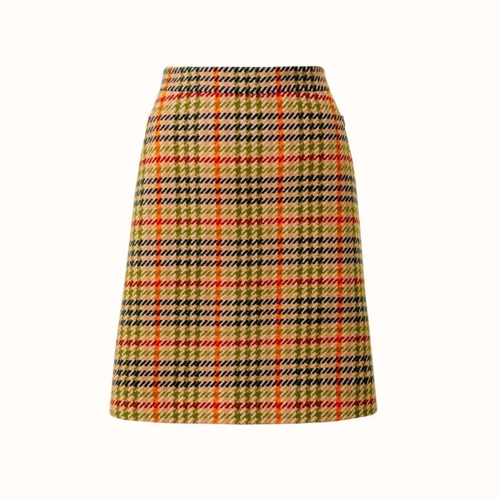Country Set Vintage Houndstooth Wool Blend Mini Skirt
